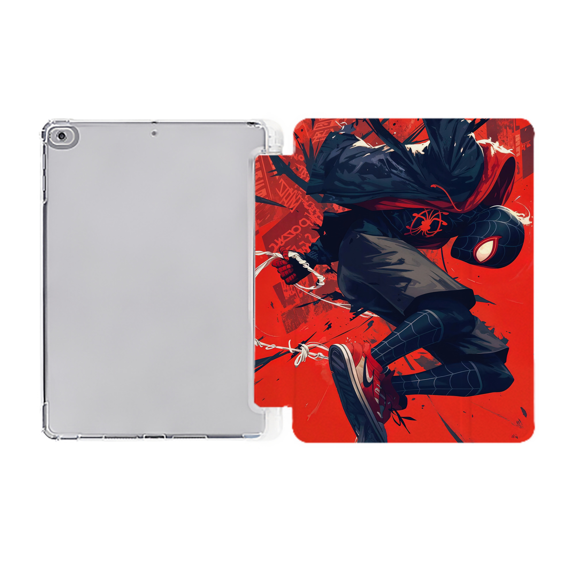 （画像用） Spider Man スパイダーマン IPad ケース ペン収納付き 三つ折りスタンド PUレザー×シリコン 対応機種9.5/10.5/10.9インチ